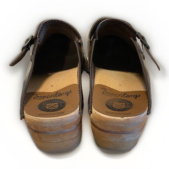 TROENTORP Raphael Clogs Sz 42 Classic Swedish Brown Leather Strap/ Buckle Mules - Picture 5 of 9